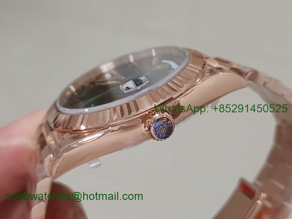 Replica Rolex DayDate 40mm Rose Gold Oliver Green Dial EWF A3255 Mod