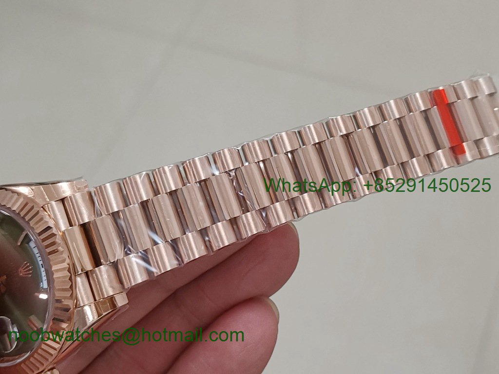 Replica Rolex DayDate 40mm Rose Gold Oliver Green Dial EWF A3255 Mod