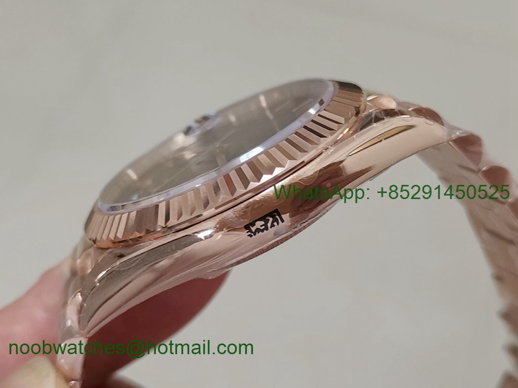 Replica Rolex DayDate 40mm Rose Gold Brown Roman Dial EWF A3255 Mod