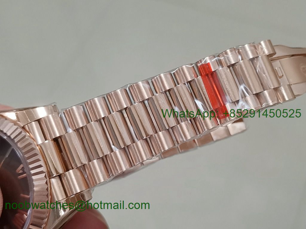 Replica Rolex DayDate 40mm Rose Gold Brown Roman Dial EWF A3255 Mod