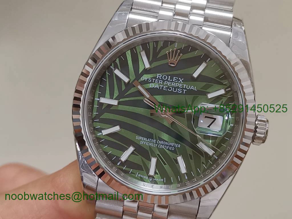Replica Rolex Datejust 36mm Green Motif Dial 2021 EWF on Julibee Bracelet