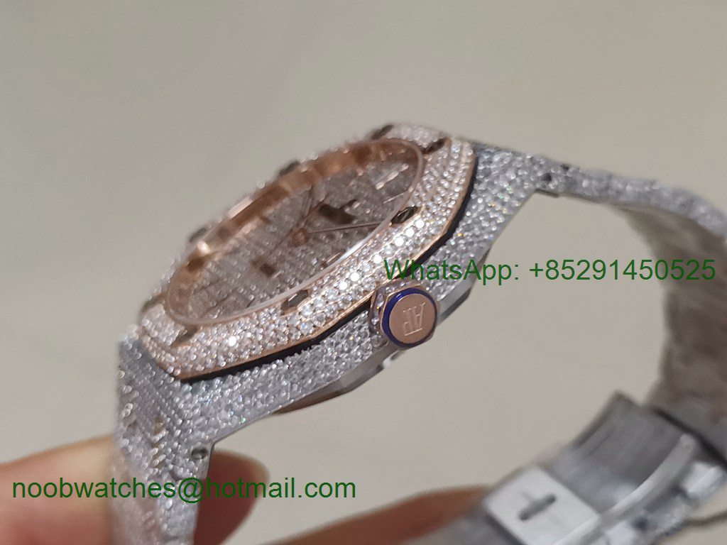 Replica Audemars Piguet AP Royal Oak 41mm 15400 All Diamond Ice Out SS/Rose Gold A3120