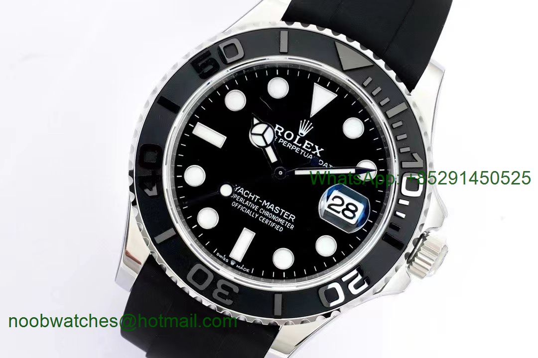 Replica Rolex YachtMaster 226659 42mm 316F Black Dial on Rubber EWF A3235