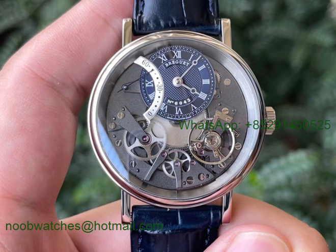 Replica Breguet Tradition 7097 Blue Skeleton Dial on Leather ZF A505
