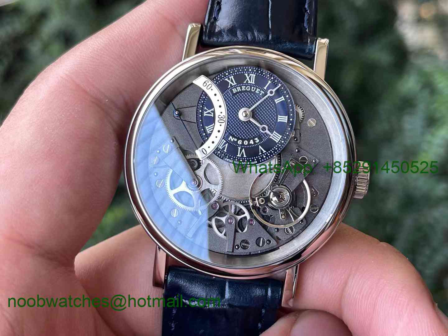 Replica Breguet Tradition 7097 Blue Skeleton Dial on Leather ZF A505