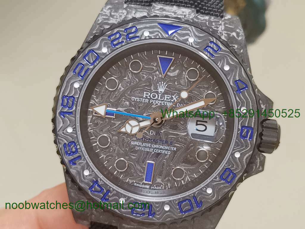 Replica Rolex GMT II DIW Electro Black Carbon Blue Markers OMF A3186 CHS