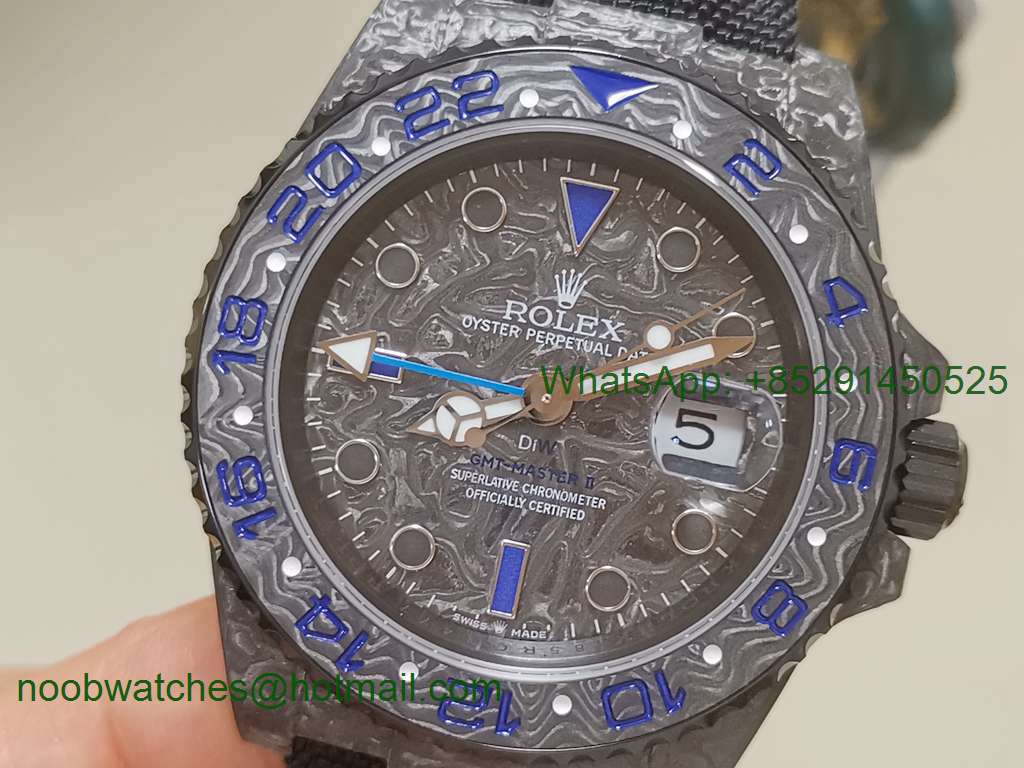 Replica Rolex GMT II DIW Electro Black Carbon Blue Markers OMF A3186 CHS