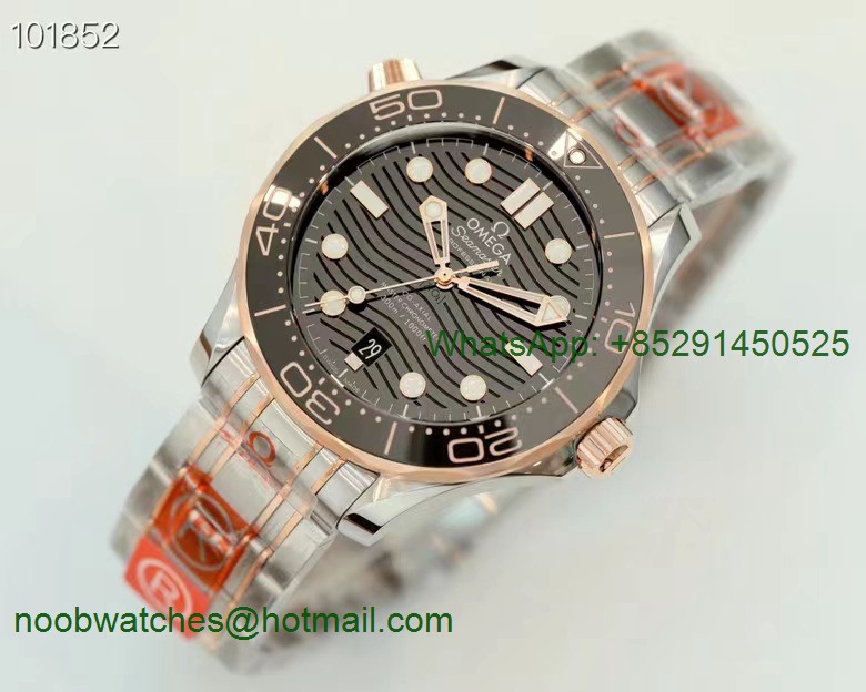 Replica OMEGA Seamaster Diver 300M SS/Rose Gold ORF 1:1 Best Black Black Dial A8800