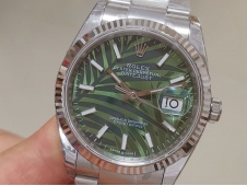 Replica Rolex Datejust 36mm Green Motif Dial 2021 EWF on Oyster Bracelet