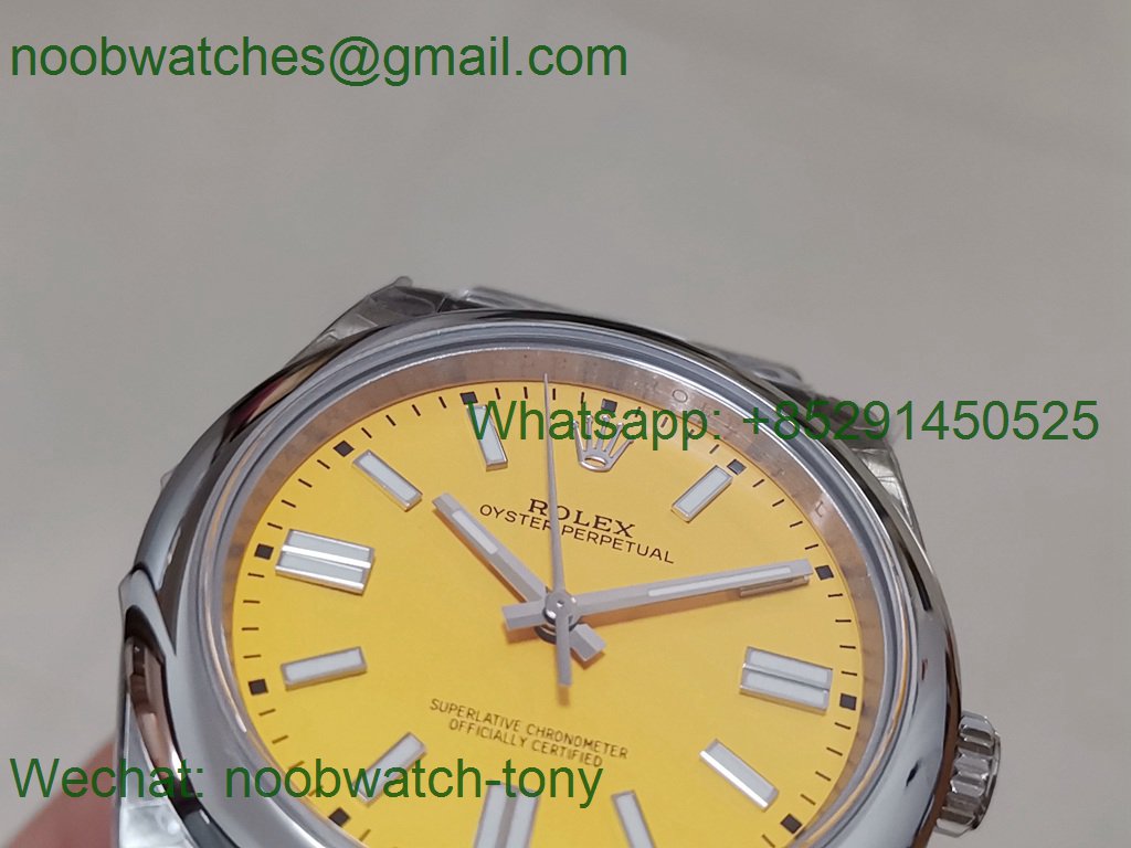 Replica Rolex Oyster Perpetual 41mm 124300 Yellow Dial 904L GMF SA3230