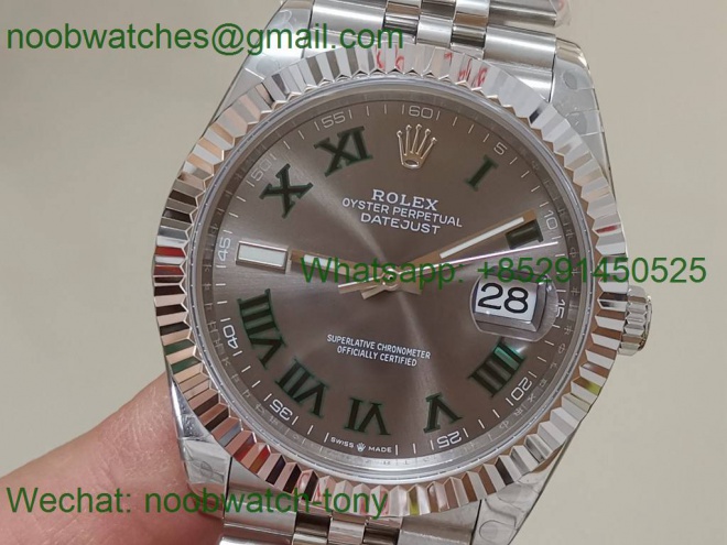 Replica Rolex Datejust 41mm 126334 Wembledon Gray Dial 904L Steel GMF SA3235