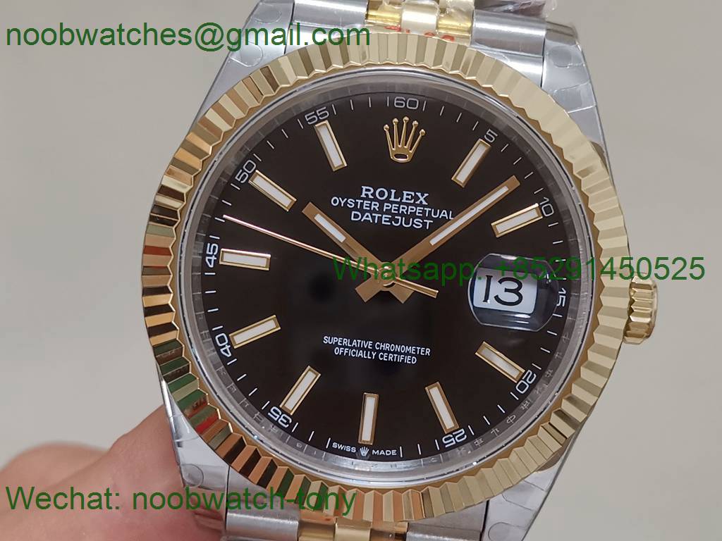 Replica Rolex DateJust 41mm 126333 904L 2tone Yellow Gold/Steel GMF 1:1 Best Black Dial 3235