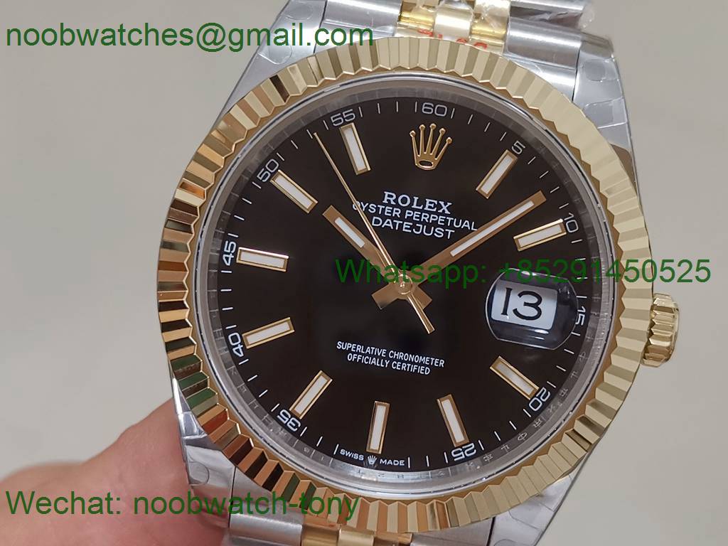 Replica Rolex DateJust 41mm 126333 904L 2tone Yellow Gold/Steel GMF 1:1 Best Black Dial 3235