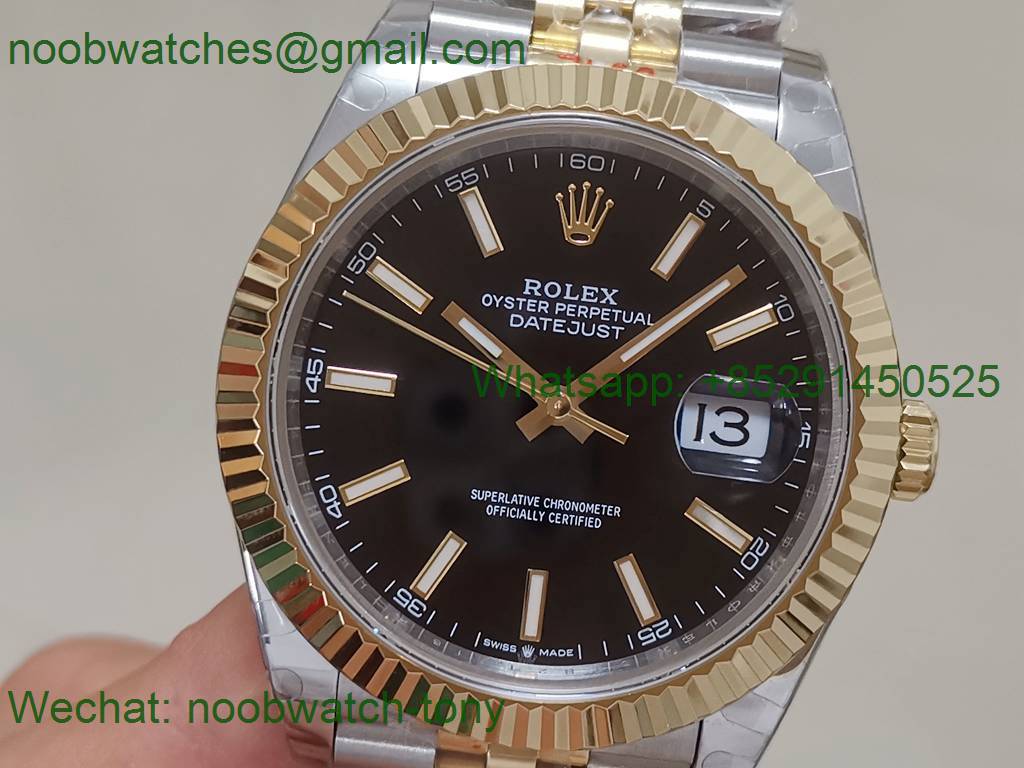 Replica Rolex DateJust 41mm 126333 904L 2tone Yellow Gold/Steel GMF 1:1 Best Black Dial 3235