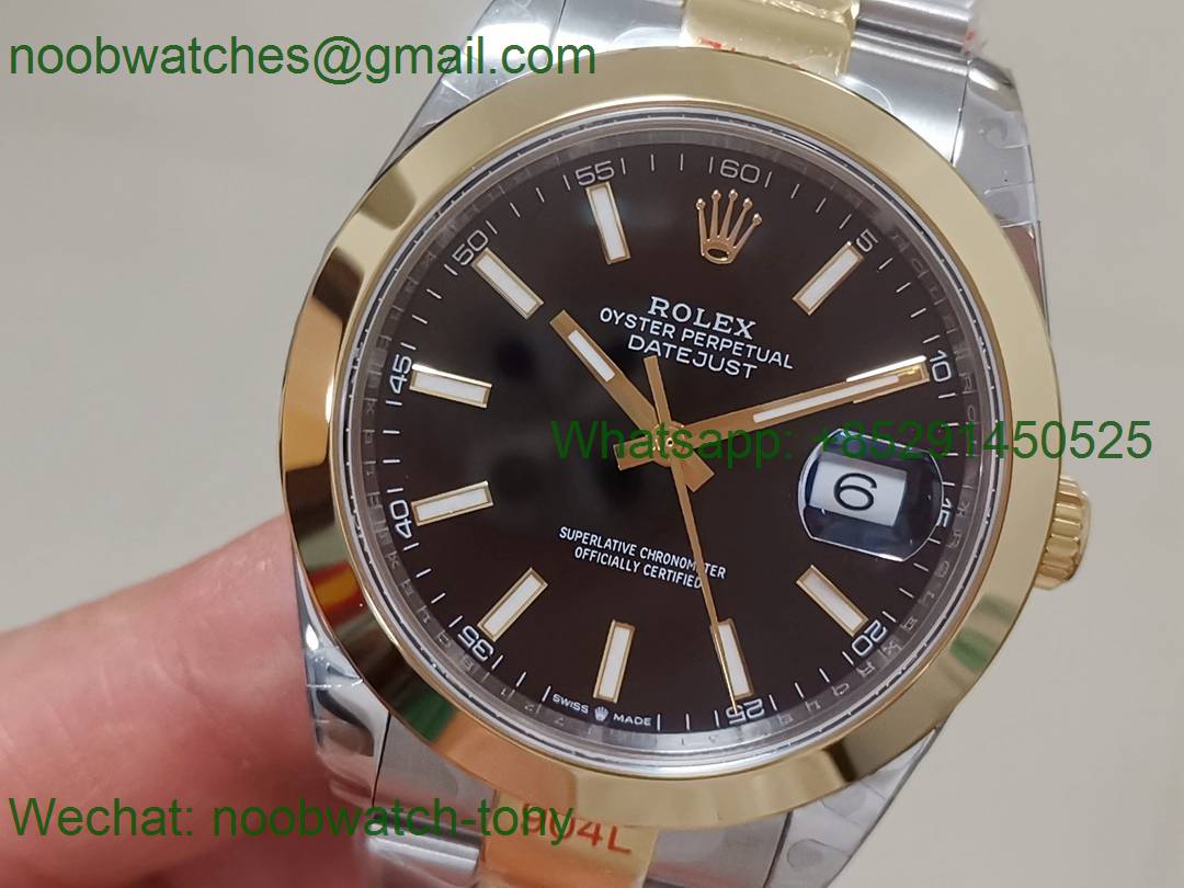 Replica Rolex DateJust 41mm 126333 904L 2tone Yellow Gold/Steel GMF 1:1 Best Black Dial 3235