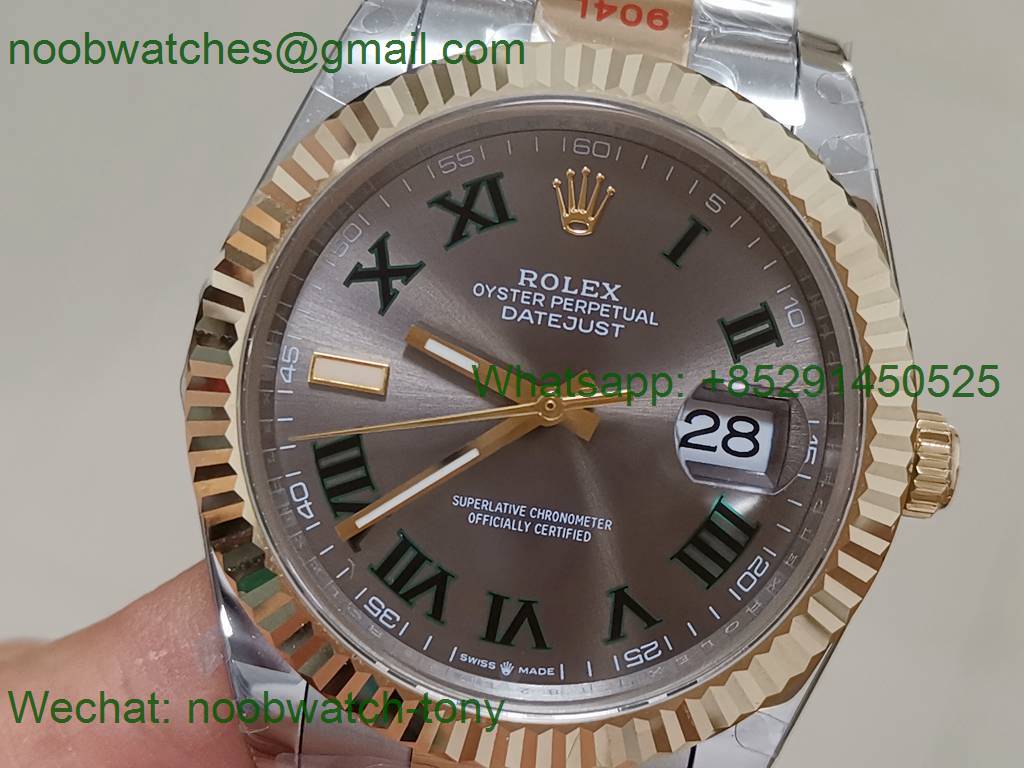 Replica Rolex Datejust 41mm 2tone Yellow Gold/Steel 904L Wimbledon 126334 GMF 1:1 Best 3235