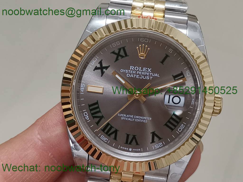 Replica Rolex Datejust 41mm 2tone Yellow Gold/Steel 904L Wimbledon 126334 GMF 1:1 Best 3235