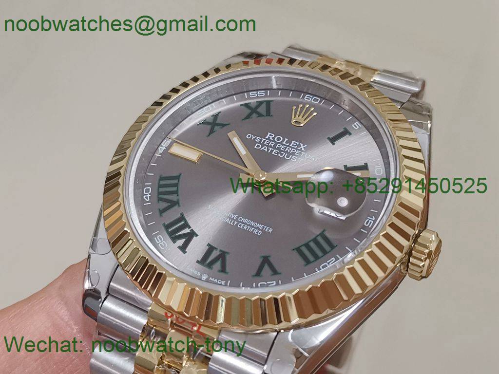 Replica Rolex Datejust 41mm 2tone Yellow Gold/Steel 904L Wimbledon 126334 GMF 1:1 Best 3235