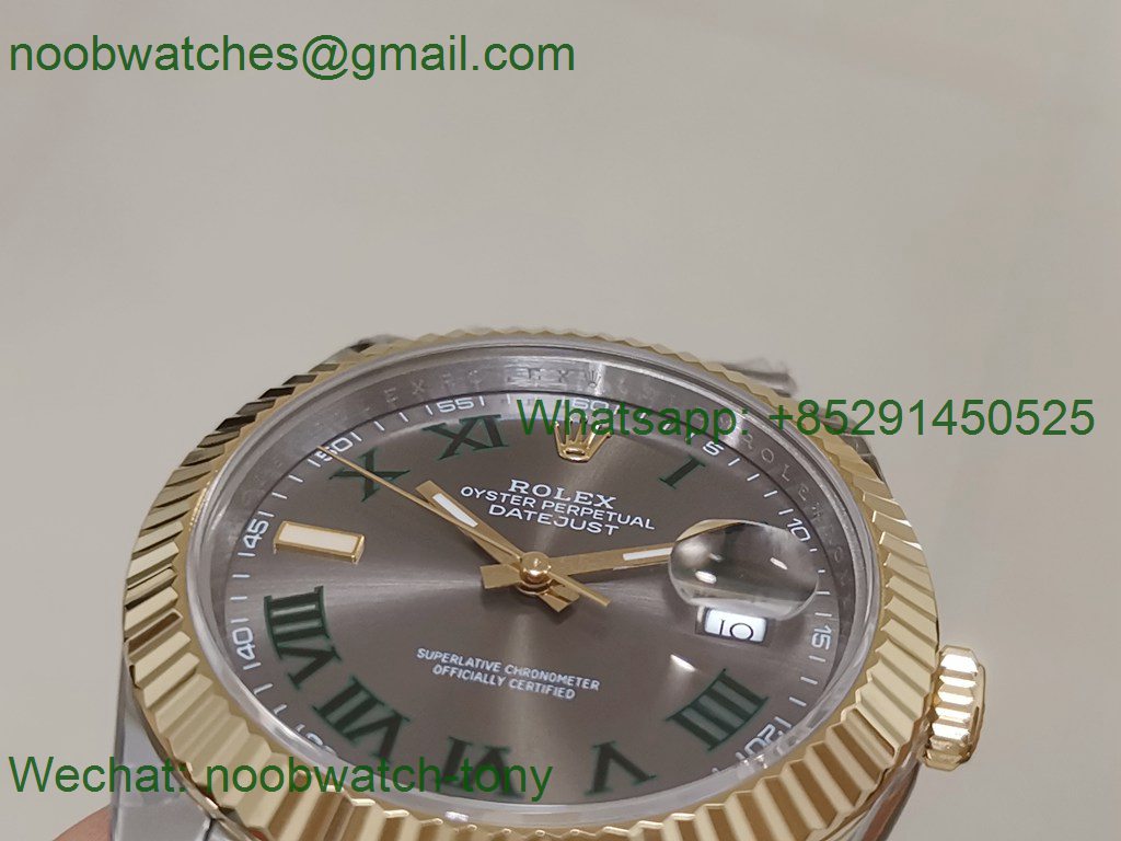 Replica Rolex Datejust 41mm 2tone Yellow Gold/Steel 904L Wimbledon 126334 GMF 1:1 Best 3235