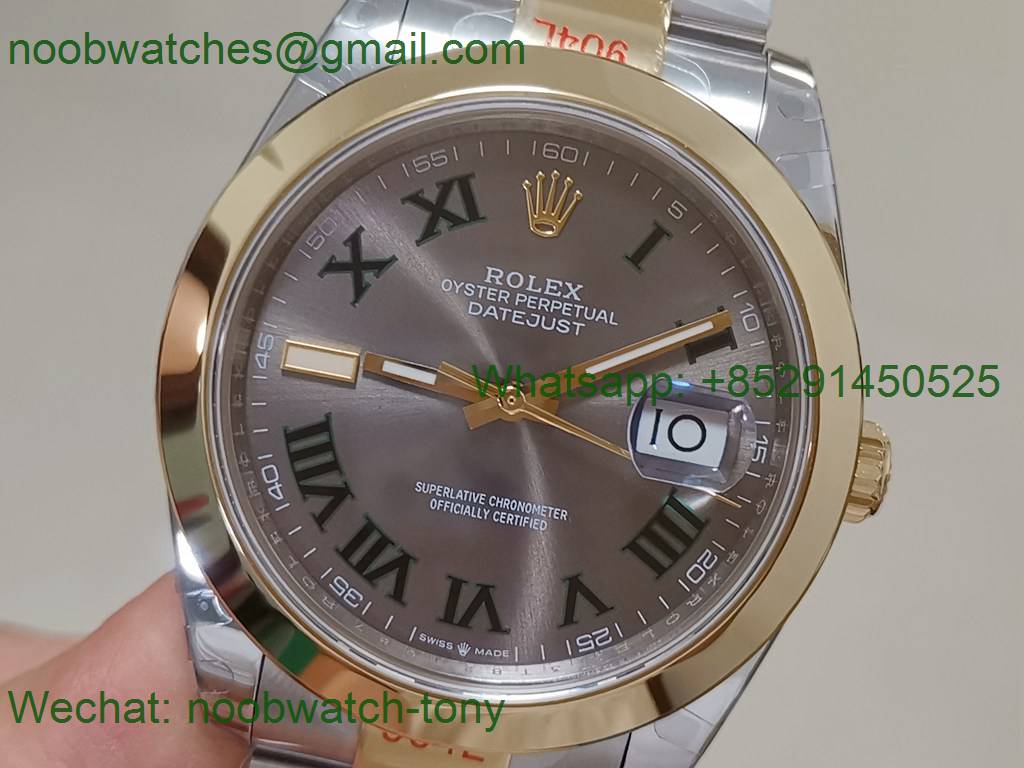 Replica Rolex Datejust 41mm 2tone Yellow Gold/Steel 904L Wimbledon 126334 GMF 1:1 Best 3235