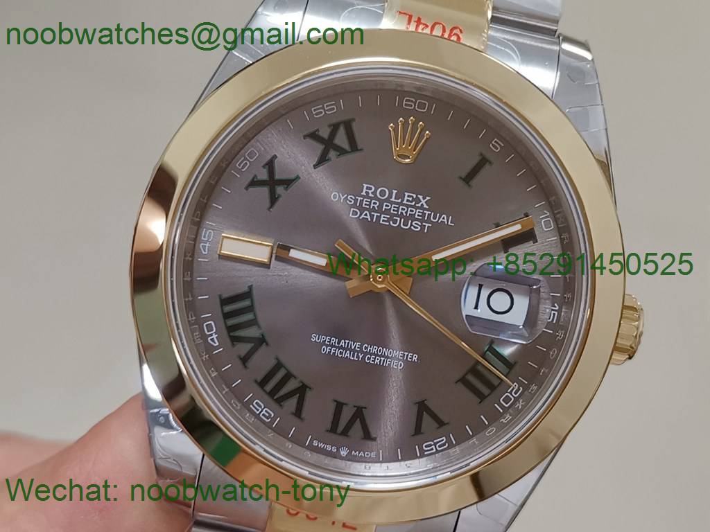 Replica Rolex Datejust 41mm 2tone Yellow Gold/Steel 904L Wimbledon 126334 GMF 1:1 Best 3235