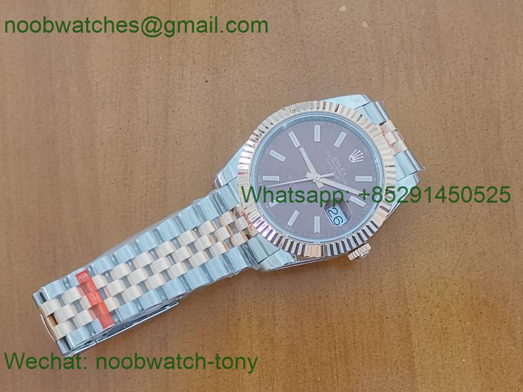 Replica Rolex Datejust 41mm 2tone Rose Gold/Steel 904L Brown Face 126331 GMF 1:1 Best 3235