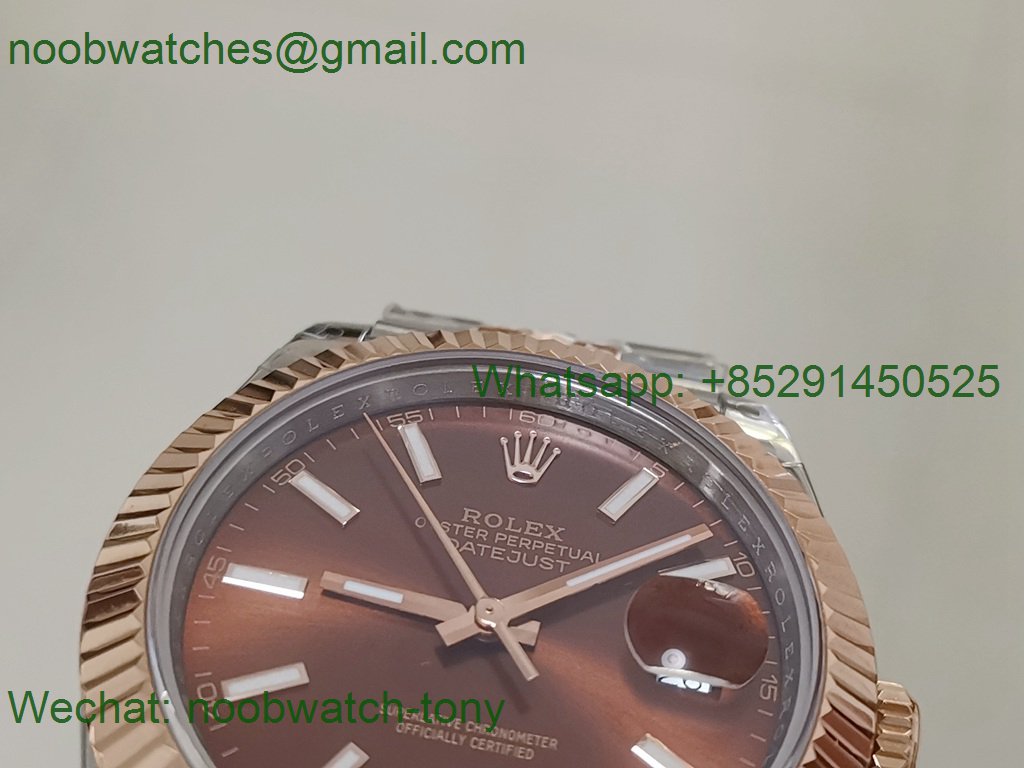 Replica Rolex Datejust 41mm 2tone Rose Gold/Steel 904L Brown Face 126331 GMF 1:1 Best 3235