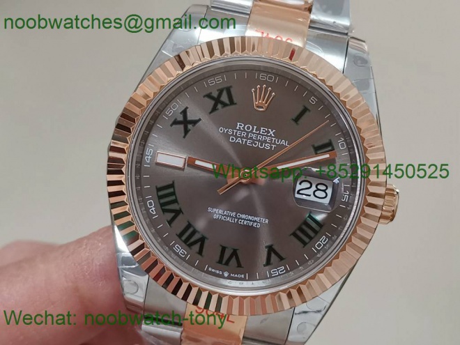 Replica Rolex Datejust 41mm 2tone Rose Gold/Steel 904L Wimbledon 126334 GMF 1:1 Best 3235