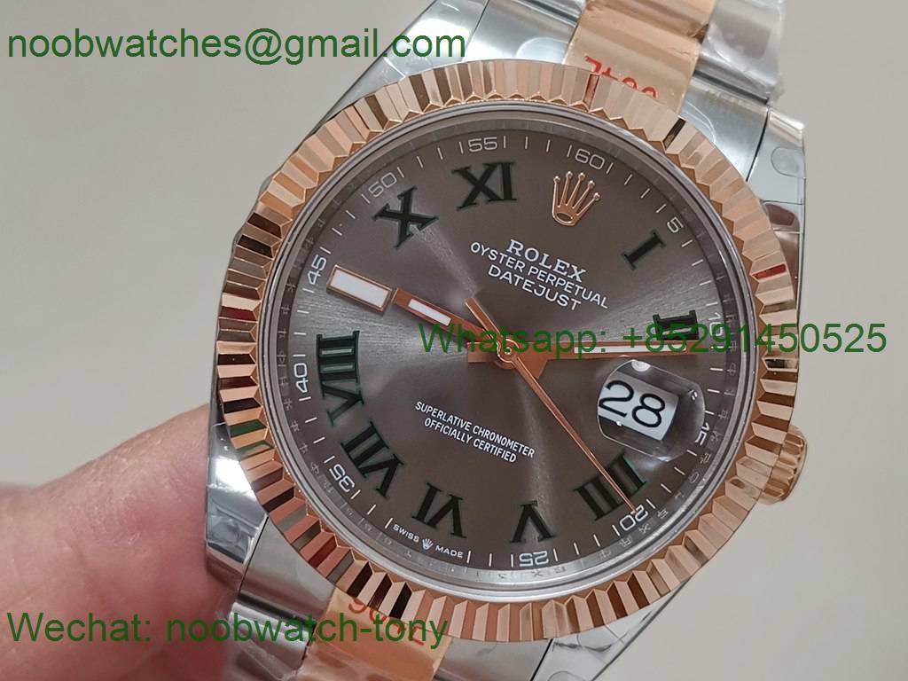 Replica Rolex Datejust 41mm 2tone Rose Gold/Steel 904L Wimbledon 126334 GMF 1:1 Best 3235