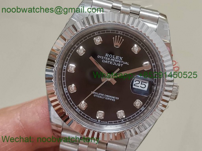 Replica Rolex Datejust 41mm Black Diamond Dial 904L Steel 126334 GMF 1:1 Best 3235