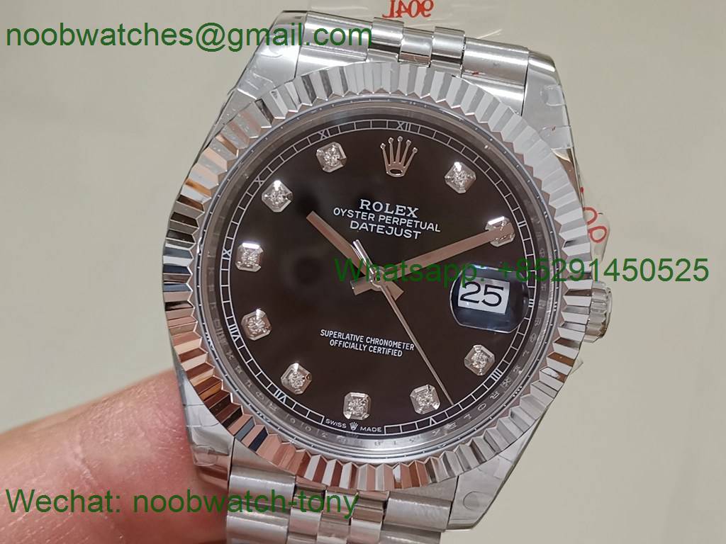 Replica Rolex Datejust 41mm Black Diamond Dial 904L Steel 126334 GMF 1:1 Best 3235