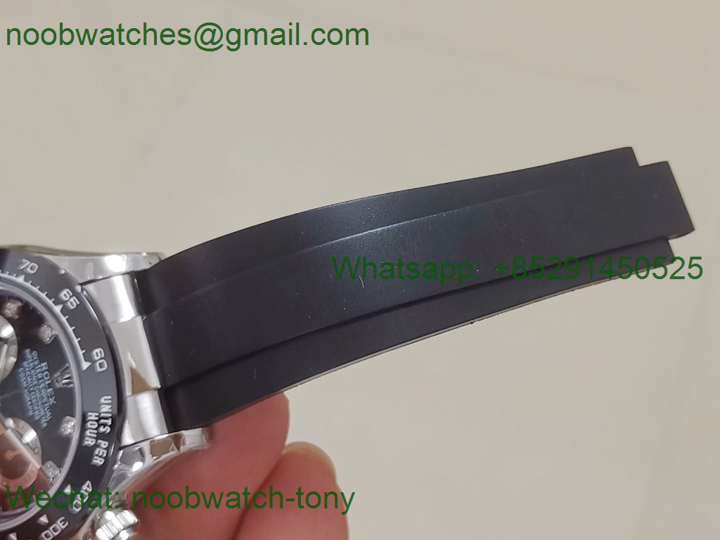 Replica Rolex Daytona 116519 Black Diamond Dial on Rubber 7750 Noob Fake 