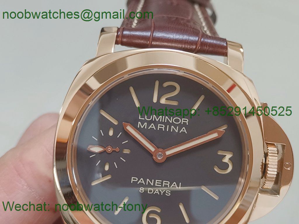 Replica Panerai PAM511 Luminor Marina 44mm Rose Gold Brown Dial HWF A6497