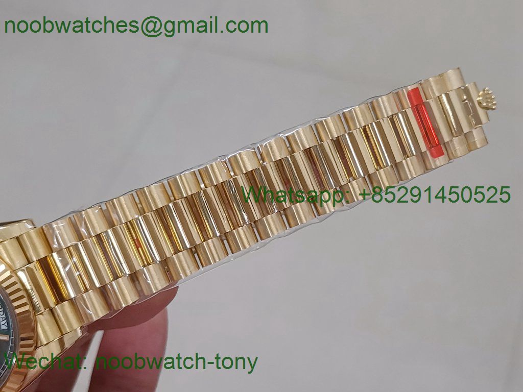 Replica Rolex DayDate 36mm Yellow Gold 128238 EWF Best Green Dial A3255