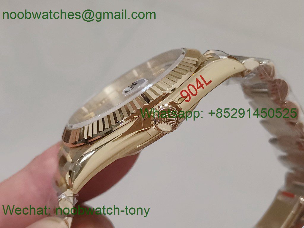Replica Rolex DayDate 40mm 904L Yellow GOLD Silver Dial GMF 1:1 Best 3255