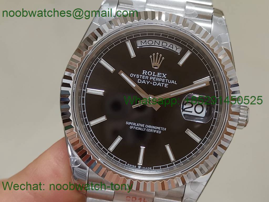 Replica Rolex DayDate 40mm 904L Black Dial GMF 1:1 Best 2836