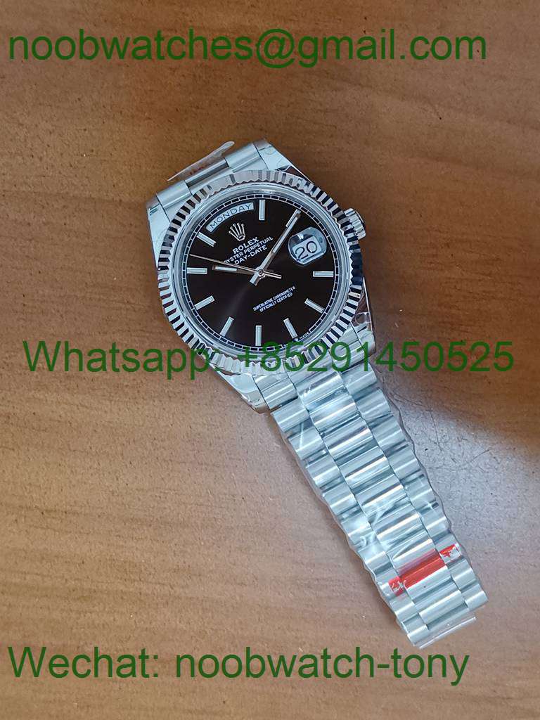 Replica Rolex DayDate 40mm 904L Black Dial GMF 1:1 Best 2836