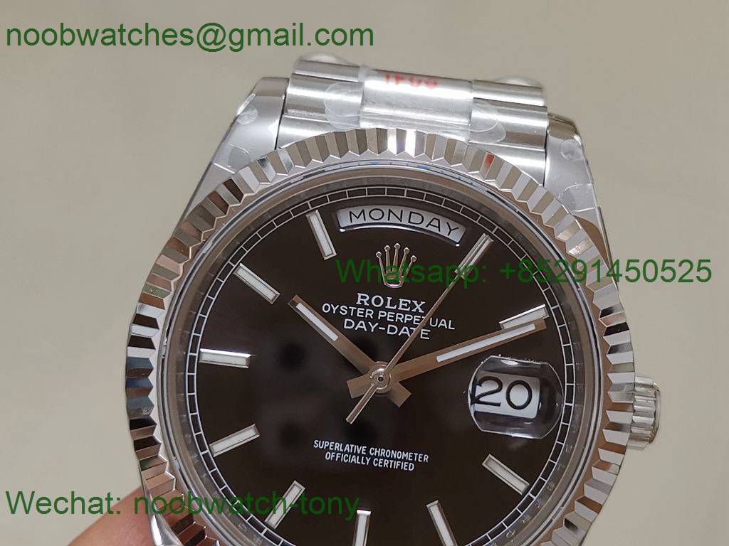 Replica Rolex DayDate 40mm 904L Black Dial GMF 1:1 Best 2836