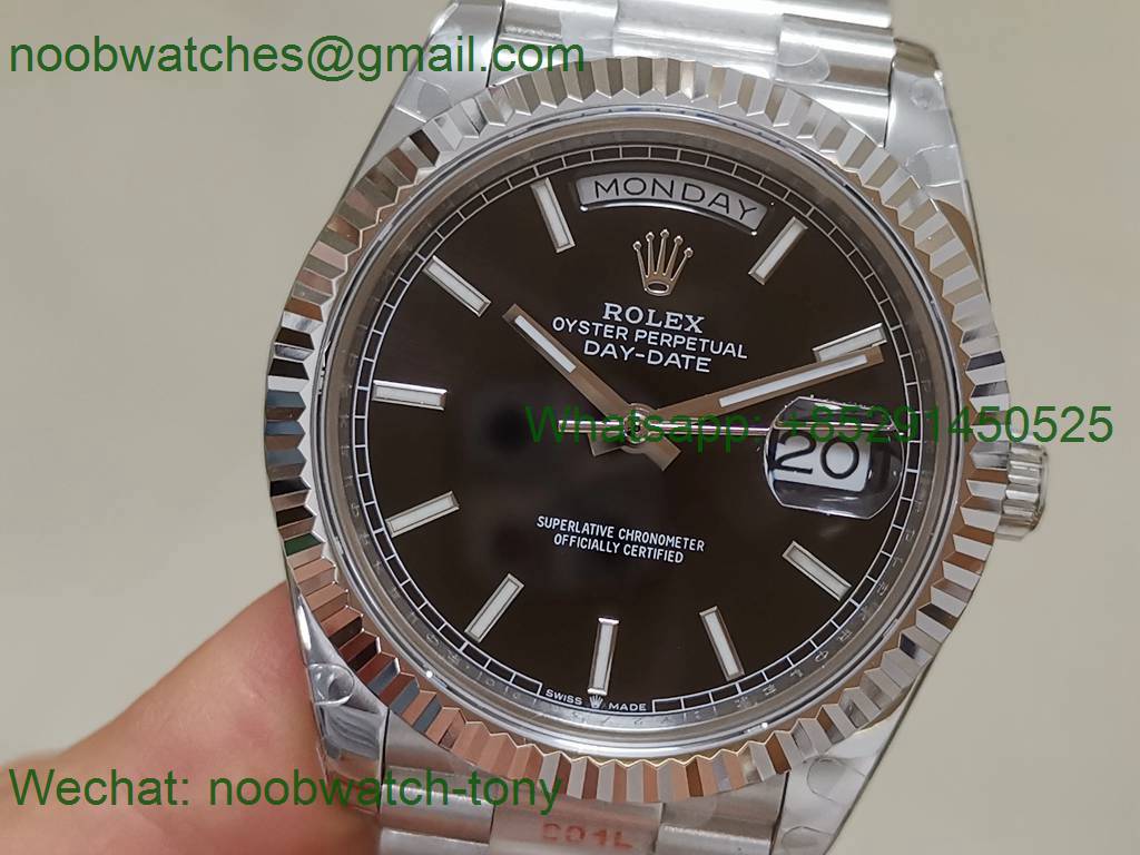 Replica Rolex DayDate 40mm 904L Black Dial GMF 1:1 Best 2836