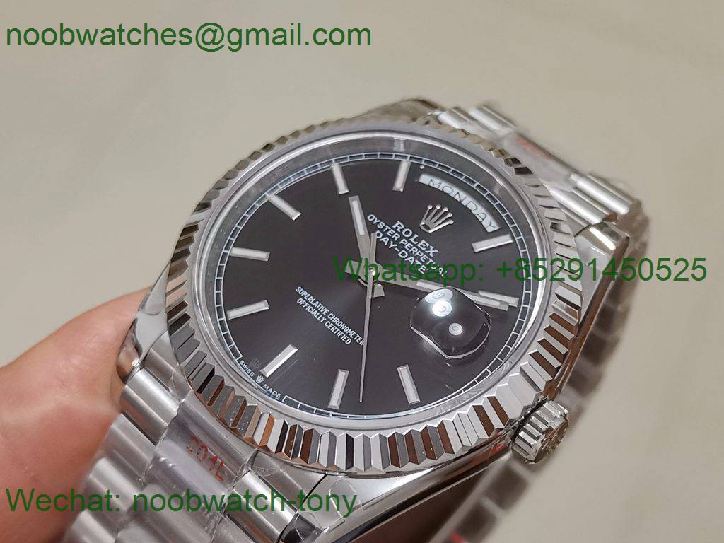 Replica Rolex DayDate 40mm 904L Black Dial GMF 1:1 Best 2836