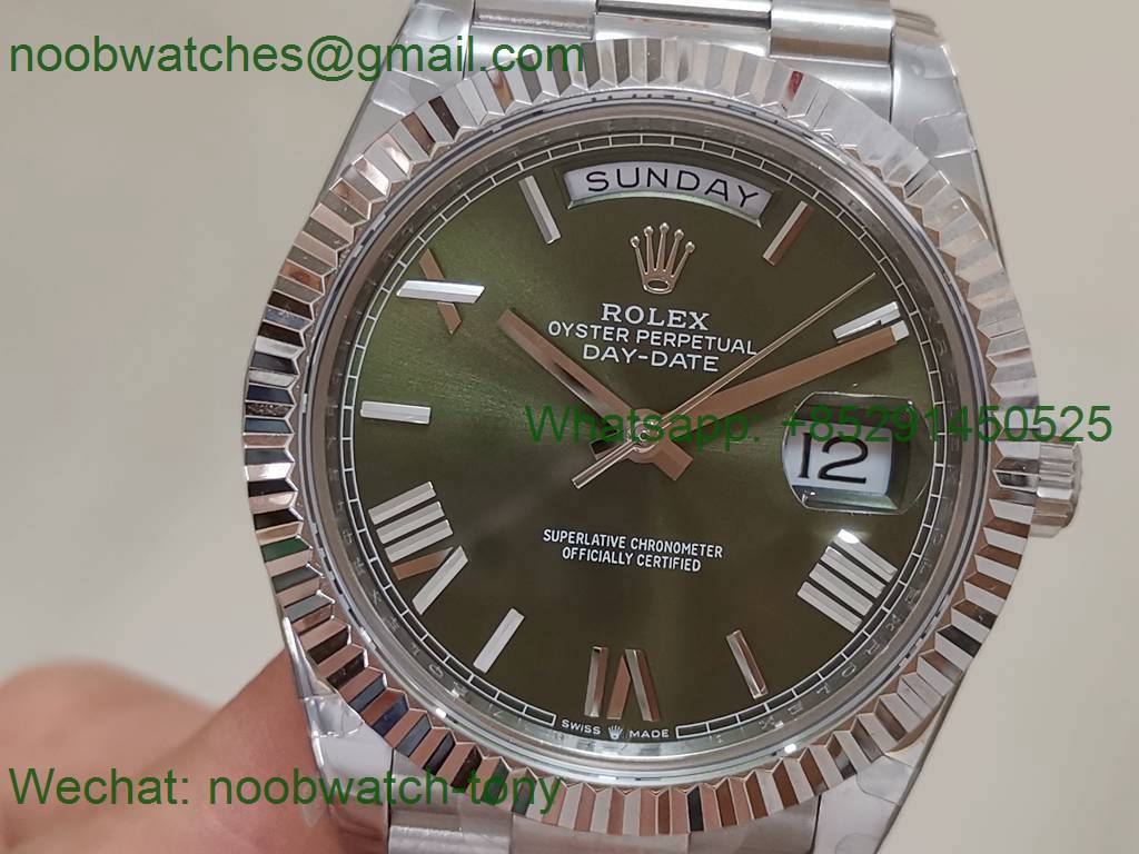 Replica Rolex DayDate 40mm 904L Olive Green Dial GMF 1:1 Best 3255