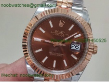 Replica Rolex Datejust 41mm 2tone Rose Gold/Steel 904L Brown Face 126331 GMF 1:1 Best 3235