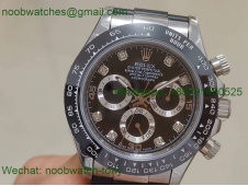 Replica Rolex Daytona 116519 Black Diamond Dial on Rubber 7750 Noob Fake 
