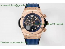 Replica Hublot  Big Bang Unico Rose Gold ZF 1:1 Best Blue Skeleton Dial on Rubber Strap A1280