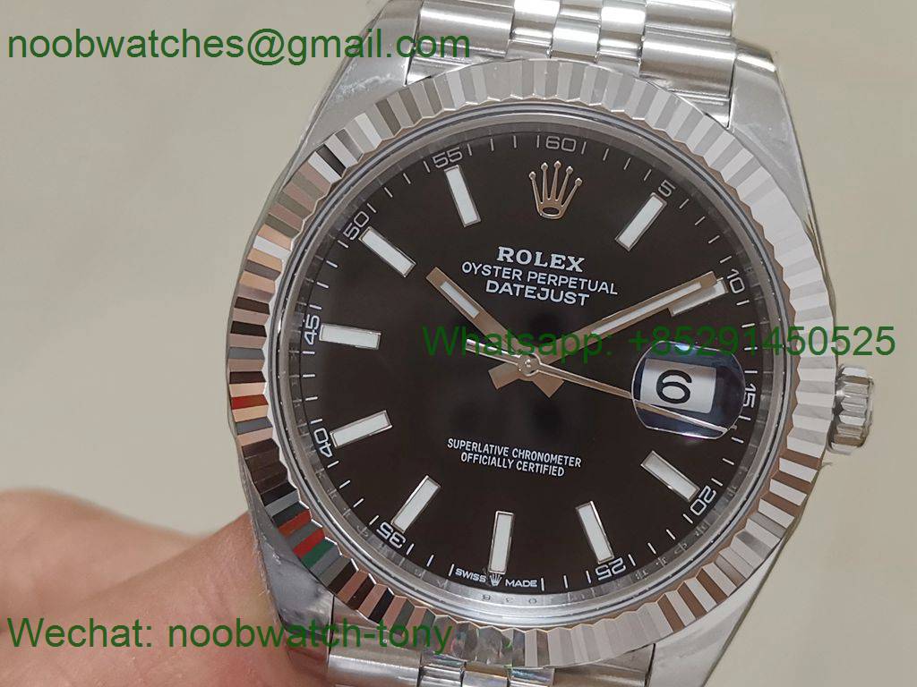 Replica Rolex DateJust 41mm 126334 ARF 1:1 Best Edition 904L Steel New Black Dial on Jubilee Bracelet A2824