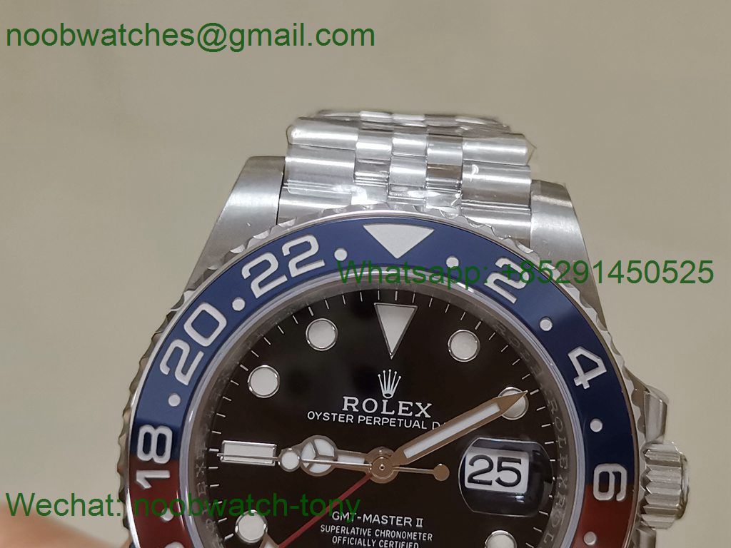Replica Rolex GMT II 126710 BLRO PEPSI 904L SS Clean Factory 1:1 Best on Julibee VR3186 CHS