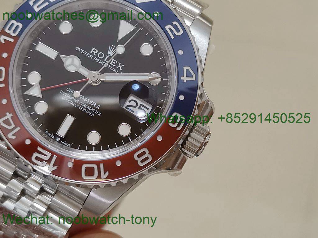 Replica Rolex GMT II 126710 BLRO PEPSI 904L SS Clean Factory 1:1 Best on Julibee VR3186 CHS