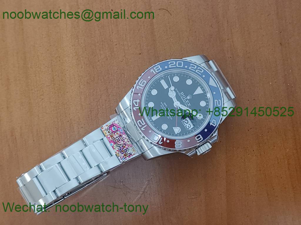 Replica Rolex GMT II 126710 BLRO PEPSI 904L Clean Factory 1:1 Best Oyster Bracelet SA3186 CHS