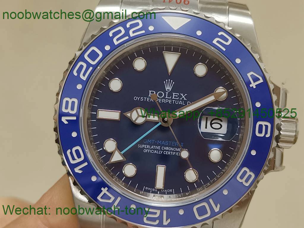 Replica Rolex GMT II Wildman Blue 904L JVS Factory Best Oyster Bracelet SA3186 CHS