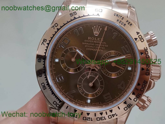 Replica Rolex Daytona 116505 Rose Gold TWF Best Edition Brown Dial on RG Bracelet A7750